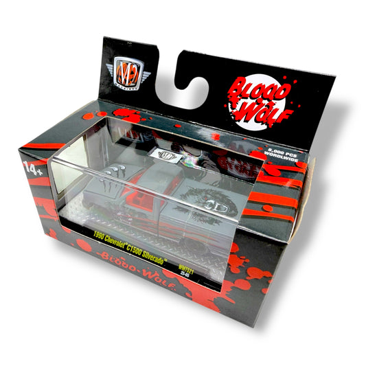 2025 M2 Machines 1990 Chevrolet C1500 Silverado "Blood Wolf" Grey / Red - WMTS21