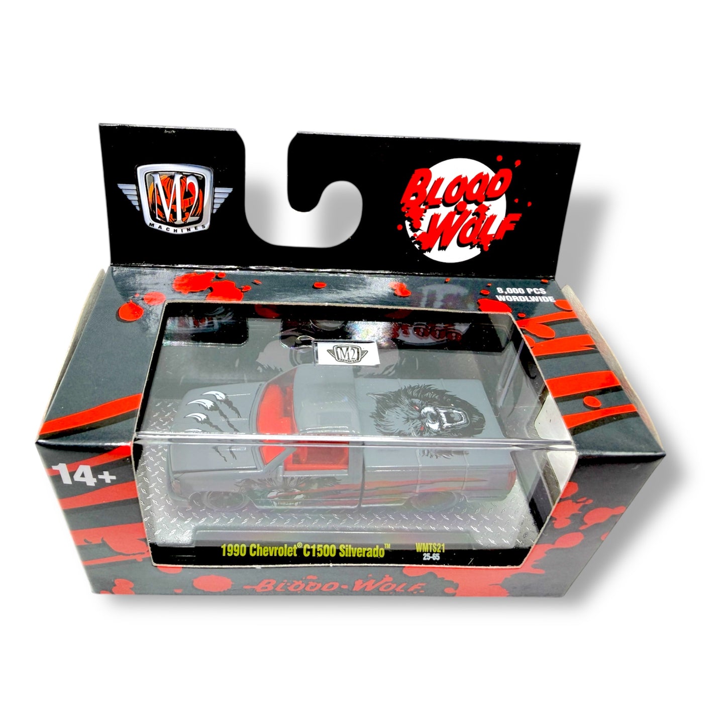 2025 M2 Machines 1990 Chevrolet C1500 Silverado "Blood Wolf" Grey / Red - WMTS21