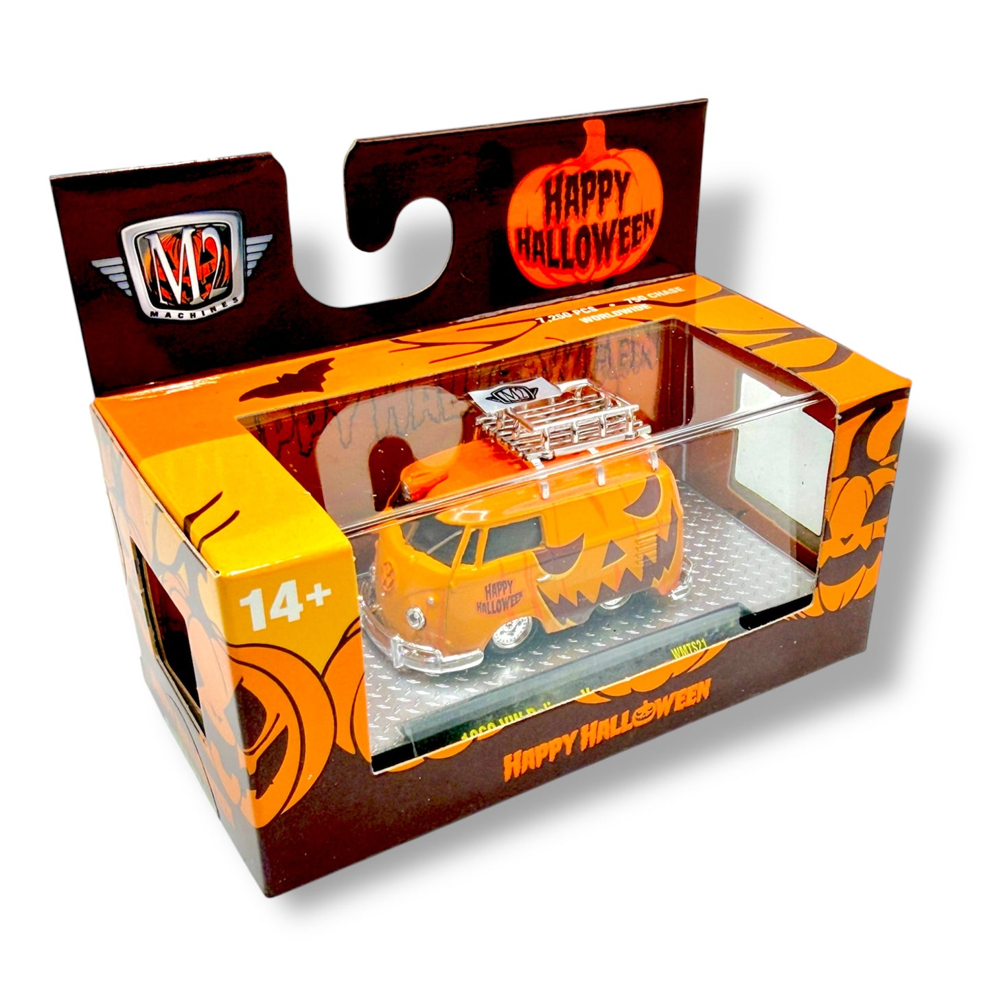 2025 M2 Machines 1960 VW Delivery Van "Happy Halloween" Orange / Black - WMTS21
