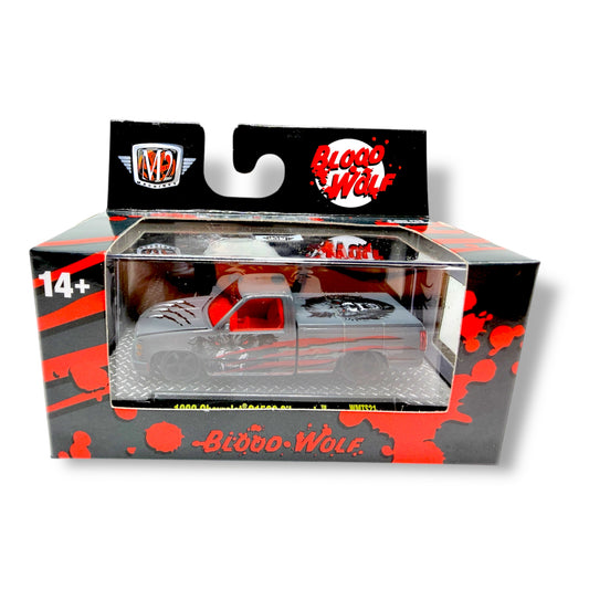 2025 M2 Machines 1990 Chevrolet C1500 Silverado "Blood Wolf" Grey / Red - WMTS21